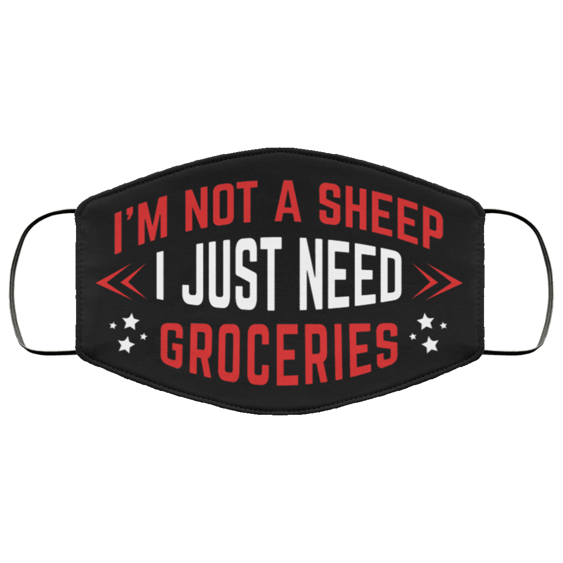 I'm Not a Sheep I Just Need Groceries Washable Reusable Custom - Printed Cloth Face Mask Cover, Black, Cloth Face Cover