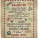 Personalized Letter Blanket to My Daughter Inside This Blanket Is a Piece of My Heart Premium Sherpa Blanket, White, Cozy Plush Fleece Blanket - 50x60