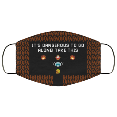Legend Zelda It's Dangerous to Go Alone Take This Washable Reusable Custom - Printed Cloth Face Mask Cover, Black, Cloth Face Cover