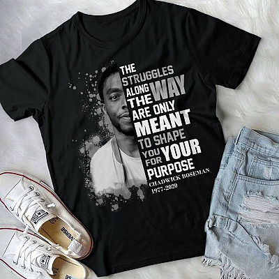 Alternative view of The Struggles Along the Way Are only Meant to Shape You for Your Purpose - R.I.P Chadwick T-Shirt