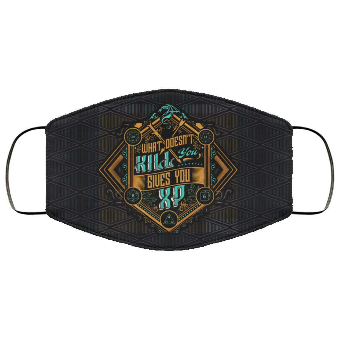 What Doesn't Kill You Gives You XP Washable Reusable Printed Cloth Face Mask Cover, Black, Cloth Face Cover