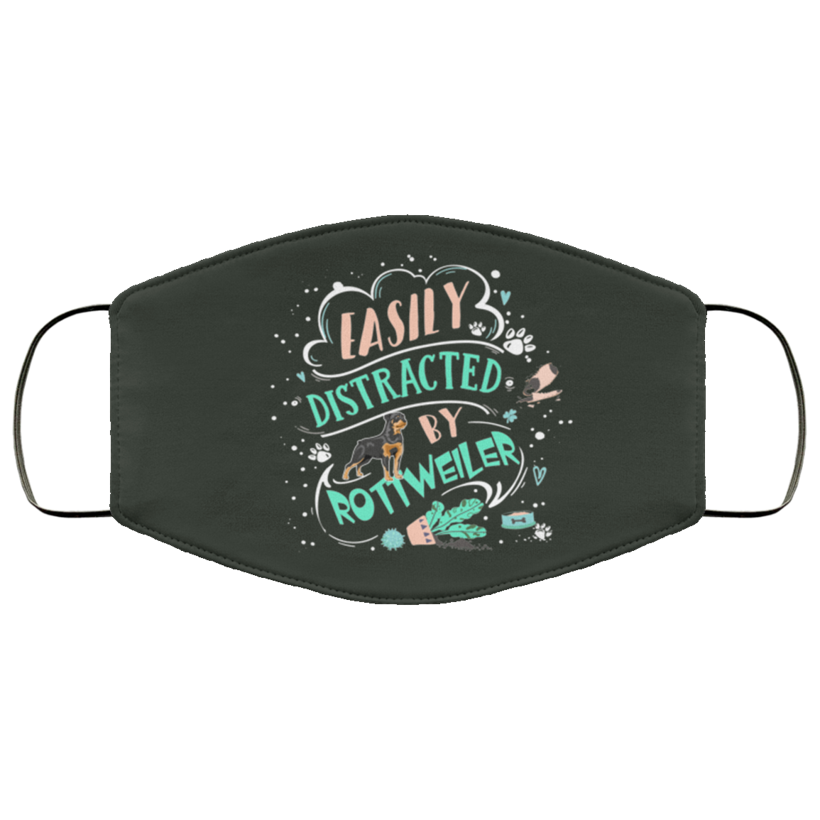 Easily Distracted By Rottweilers Washable Reusable Custom Printed Cloth Face Mask Cover, Forest, Cloth Face Cover