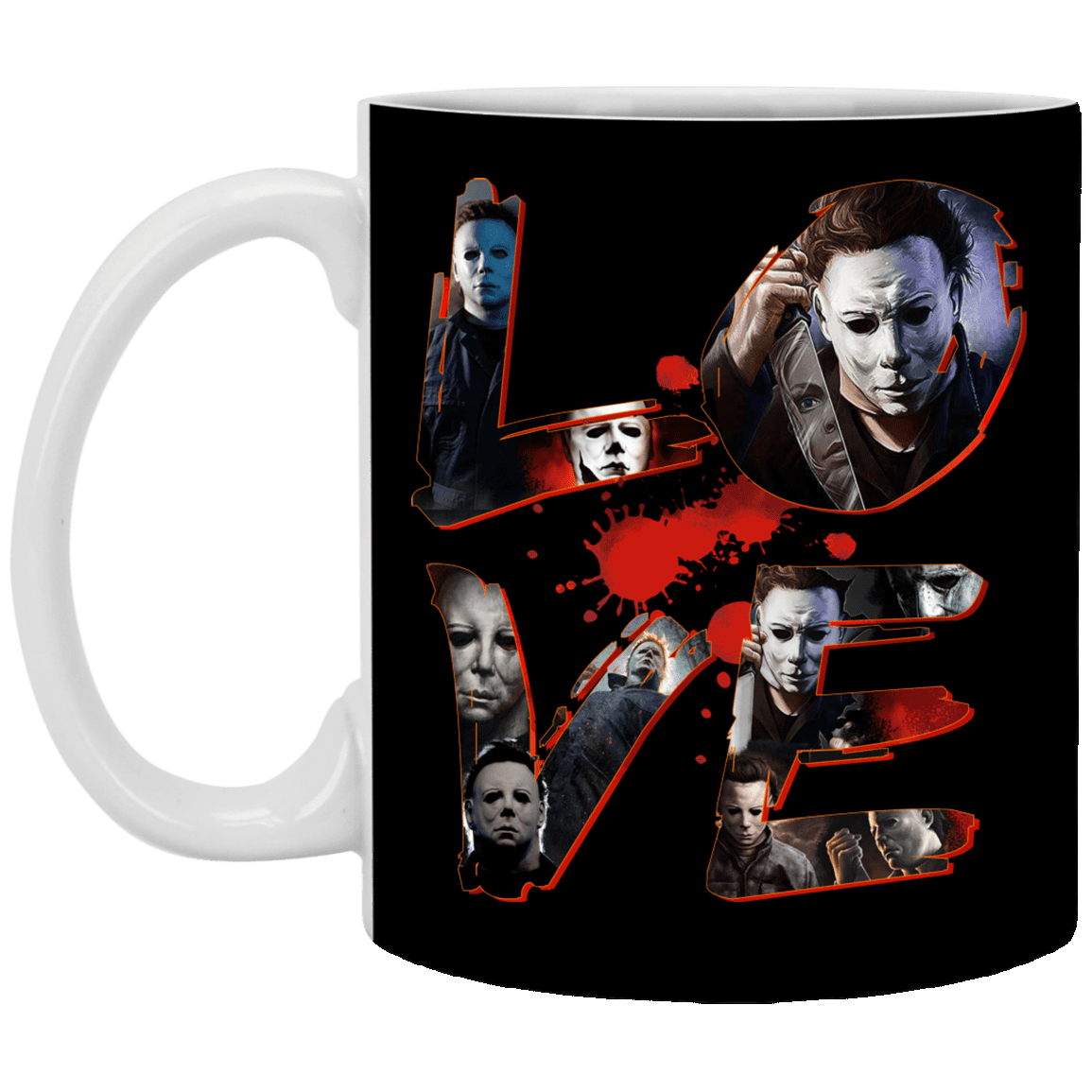 Love Myer Horror Halloween Ceramic Coffee Mug - Travel Mug - Water Bottle - Color Changing Mug, Black, 11 oz. White Mug Love Myer Horror Halloween Ceramic Coffee Mug - Travel Mug - Water Bottle - Color Changing Mug, Black, 11 oz. White Mug