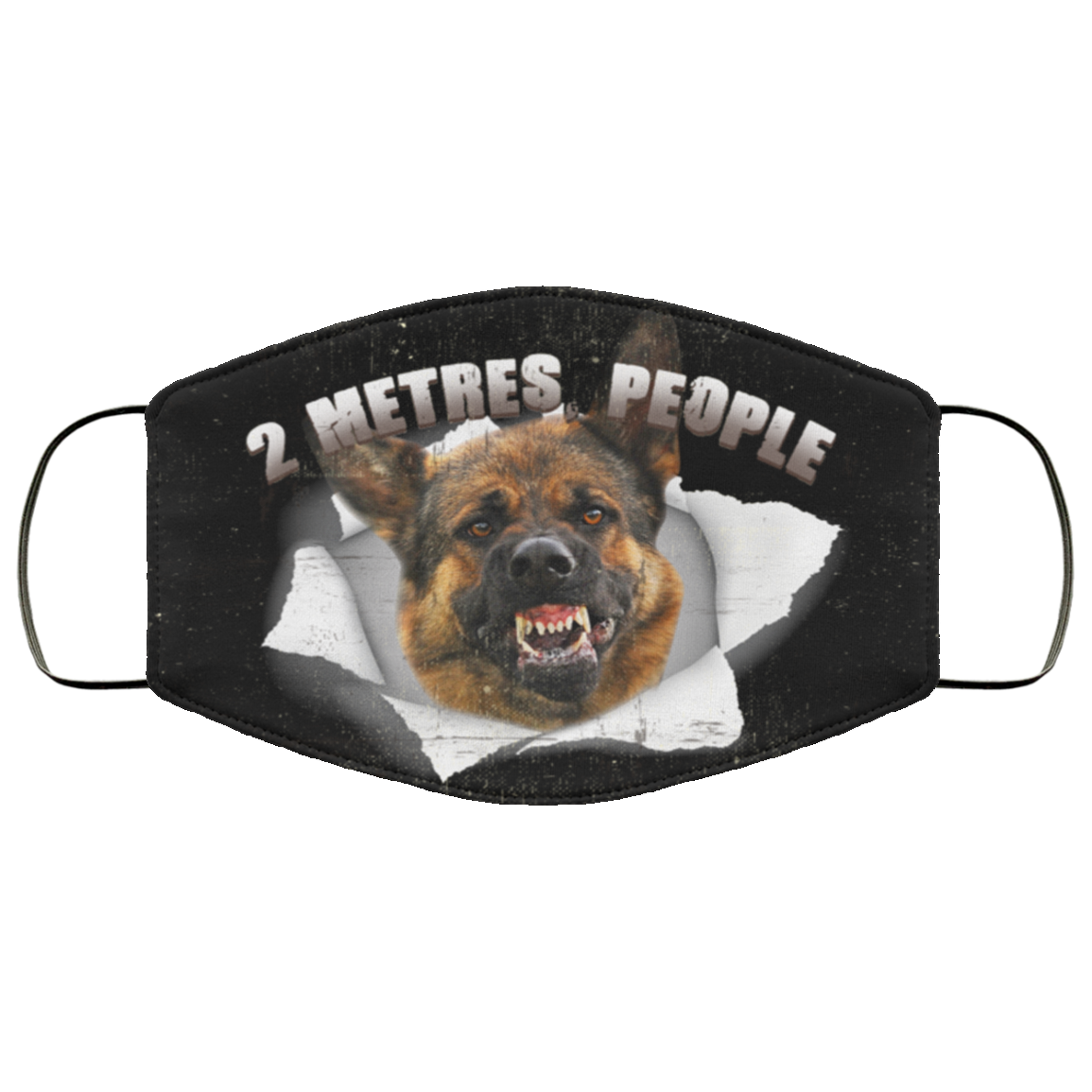 2 Metres People Funny German Shepherd Washable Reusable Custom - Printed Cloth Face Mask Cover, Black, Cloth Face Cover