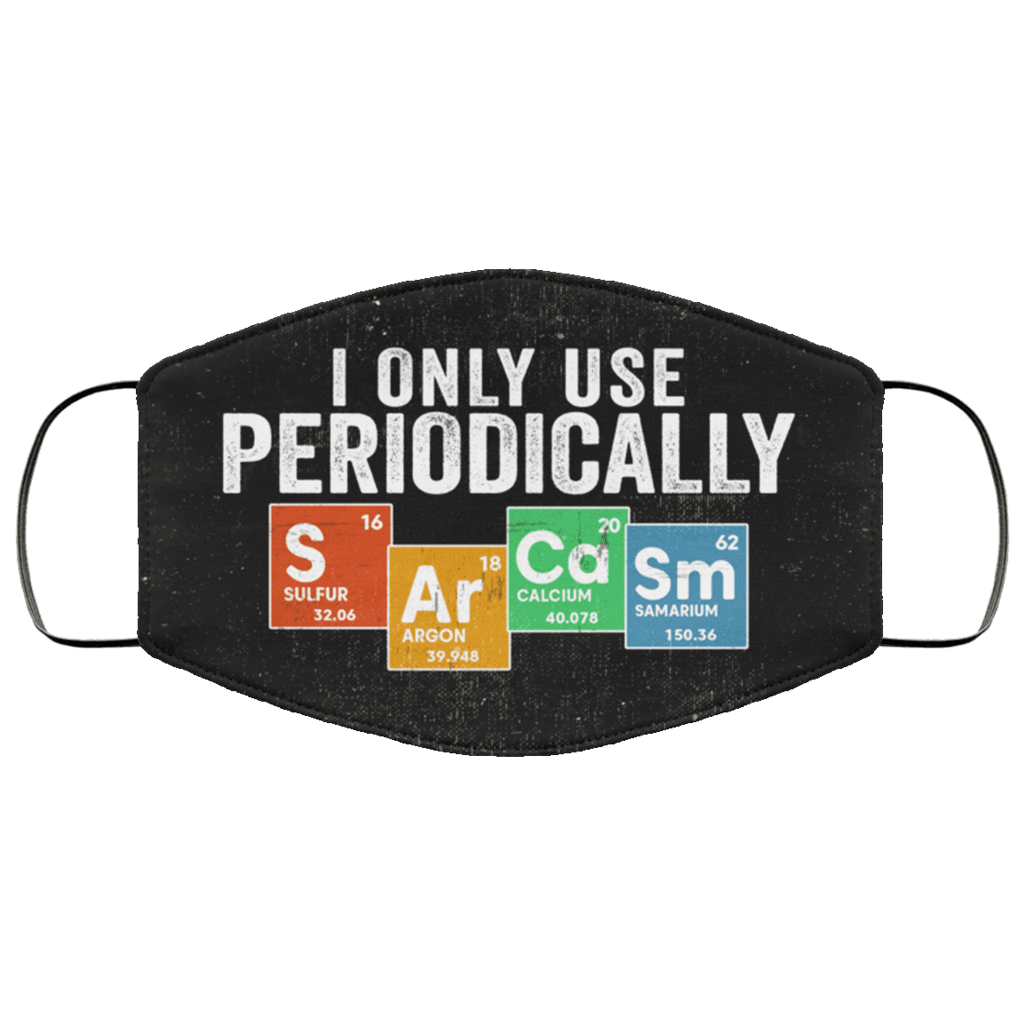 I Only Use Sarcasm Periodically Washable Reusable Custom – Printed Cloth Face Mask Cover, White, Cloth Face Cover