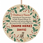 Personalized Christmas in Heaven What They Do They Come to Earth Circle Ceramic Ornament Keepsake, White, Ceramic Circle Ornament