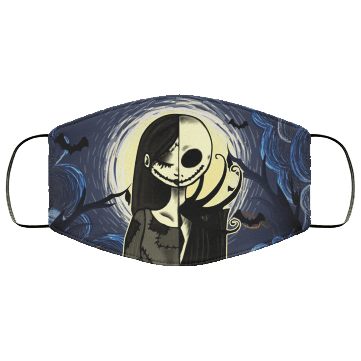 Jack Skellington And Sally Funny Halloween Washable Reusable Custom - Printed Cloth Face Mask Cover, White, Cloth Face Cover