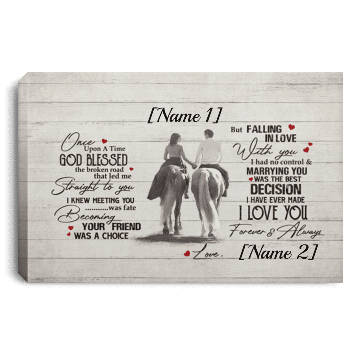 Personalized Once Upon A Time God Blessed The Broken Road That Led Me Straight Framed Canvas - Unframed Poster, White, 0.75'' Framed Canvas