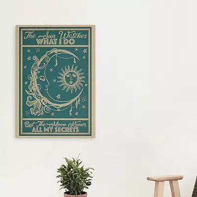 Alternative view of The Sun Watches I Do but the Moon Knows All My Secrets Hippie Style Framed Canvas Prints - Unframed Poster