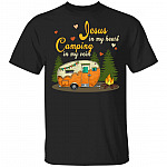 Jesus in My Heart Camping is in My Vein T-Shirt - Camping Shirt, Black, Unisex T-Shirt