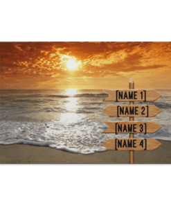 Personalized Family Name Beach Sunset Gallery Wrapped Framed Canvas Prints-Unframed Poster, White, 0.75'' Framed Canvas