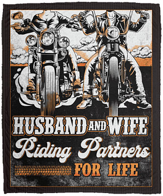 Husband and Wife Riding Partners for Life Fleece Blanket - Premium Sherpa Blanket - Woven Blanket, White, Cozy Plush Fleece Blanket - 50x60