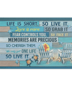 Life Is Short So Live It Love Is Rare So Grab It Framed Canvas Prints - Unframed Poster - Home Decor Wall Art, White, 0.75'' Framed Canvas
