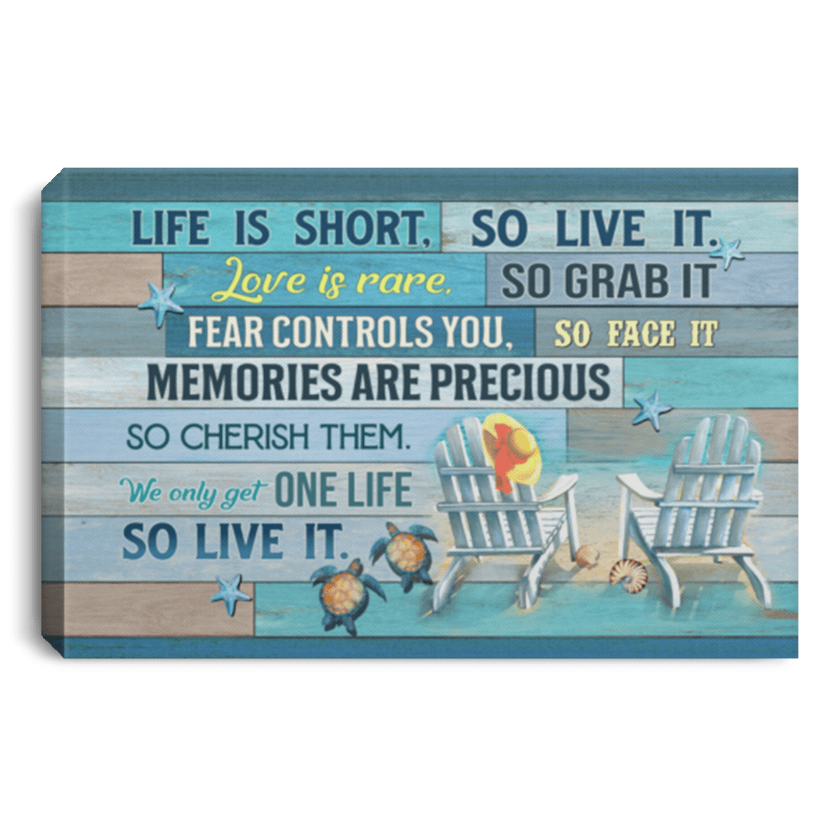 Life Is Short So Live It Love Is Rare So Grab It Framed Canvas Prints - Unframed Poster - Home Decor Wall Art, White, 0.75'' Framed Canvas