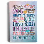 Believe in Your Own Magic You've Got This Wrapped Framed Canvas Print - Unframed Poster - Kids Wall Art Decor, White, 0.75'' Framed Canvas