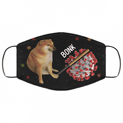 Cheems Virums Bonk Dog Hitting Virus Funny Washable Reusable Custom - Printed Cloth Face Mask Cover, Black, Cloth Face Cover