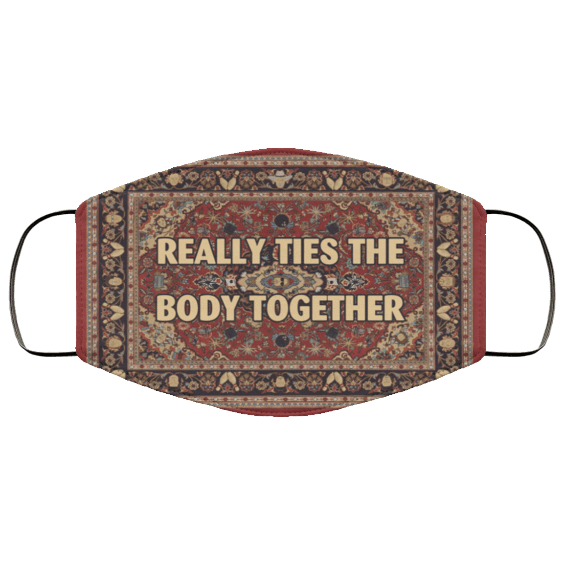 Really Ties the Body Together - Lebowski Sweater Pattern Washable Reusable Custom - Printed Cloth Face Mask Cover, White, Cloth Face Cover
