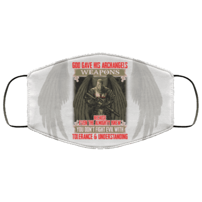 God Gave His Archangels Weapons Washable Reusable Custom Printed Cloth Face Mask Cover - Archangel Knights Templar Mask, White, Cloth Face Cover