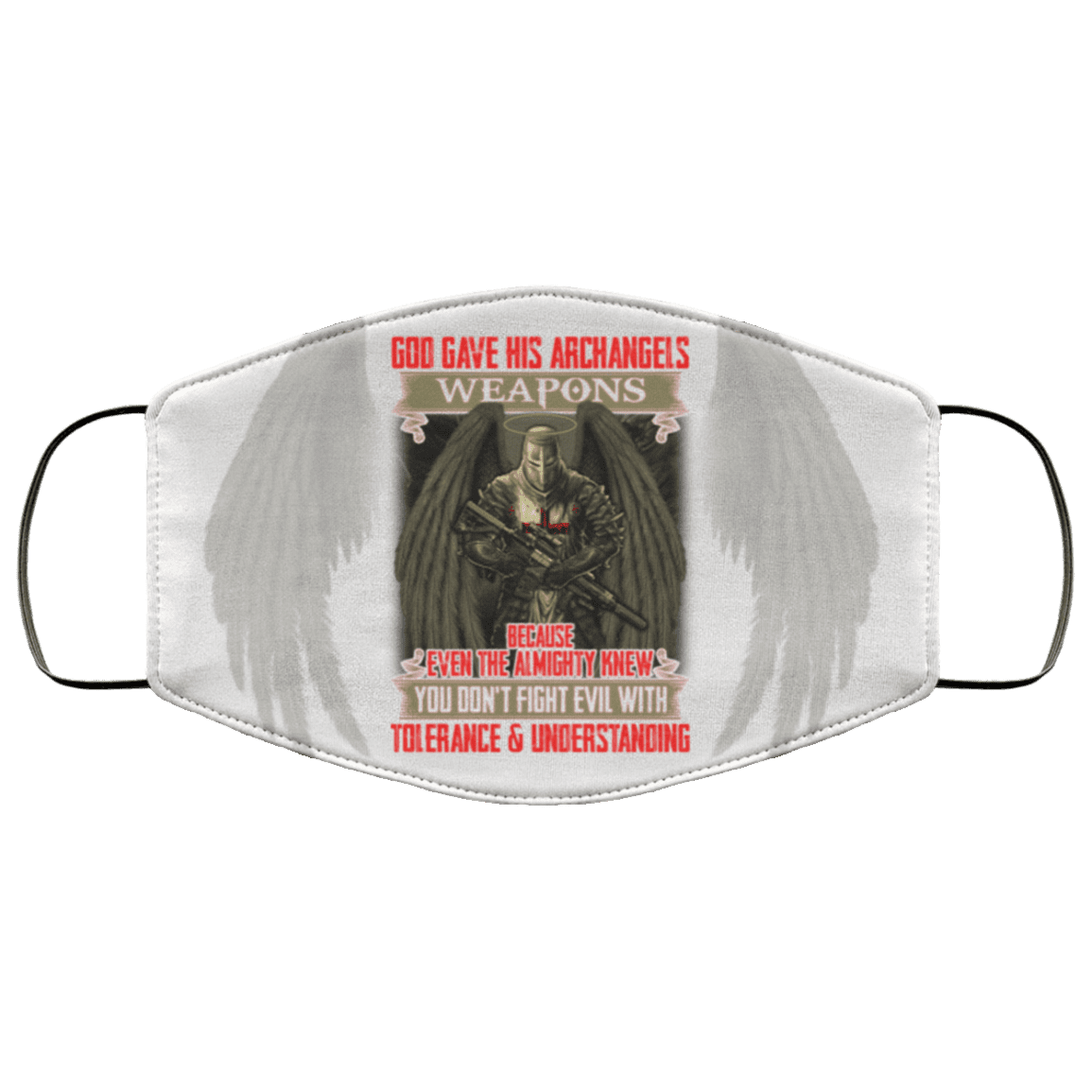 God Gave His Archangels Weapons Washable Reusable Custom Printed Cloth Face Mask Cover - Archangel Knights Templar Mask, White, Cloth Face Cover