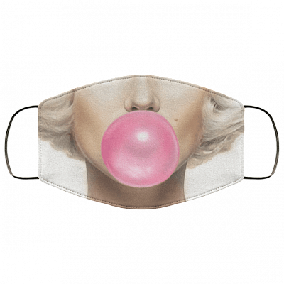 Marilyn Monroe Blowing Pink Bubble Gum Washable Reusable Custom - Marilyn Monroe Lips Cloth Face Mask Cover, White, Cloth Face Cover