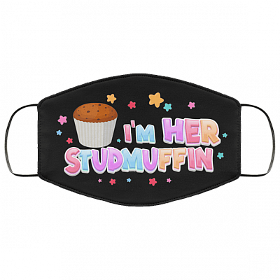 I'm Her StudMuffin His Cupcake Washable Washable Reusable Custom - Printed Cloth Face Mask Cover, Black, Cloth Face Cover
