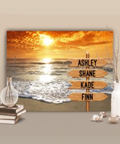 Alternative view of Personalized Family Name Beach Sunset Gallery Wrapped Framed Canvas Prints-Unframed Poster