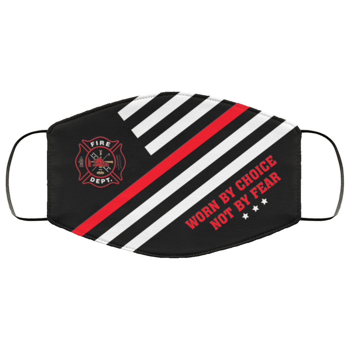 Worn By Choice Not By Fear Fire Department Washable Reusable Custom - Firefighter Printed Cloth Face Mask Cover, Black, Cloth Face Cover