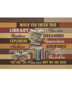 Library Decor When You Enter This Library You Are Readers Dreamers Framed Canvas Prints - Unframed Poster, White, 0.75'' Framed Canvas