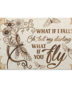 What If I Fall Oh But My Darling What If You Fly Framed Canvas - Unframed Poster - Home Decor Wall Art, White, 0.75'' Framed Canvas