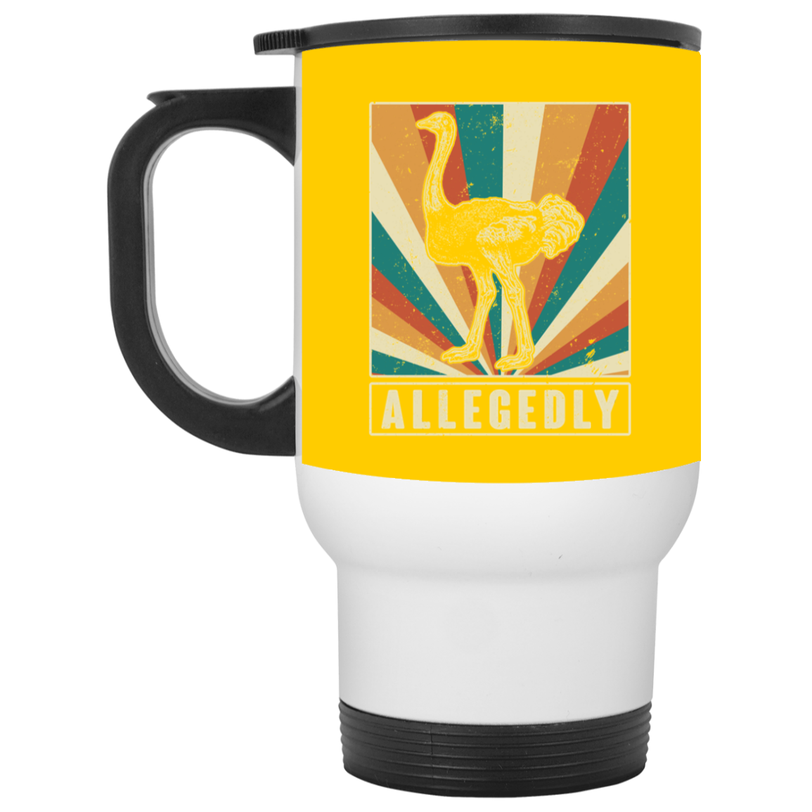 Allegedly Mug, Athletic Gold, 14 oz. White Travel Mug