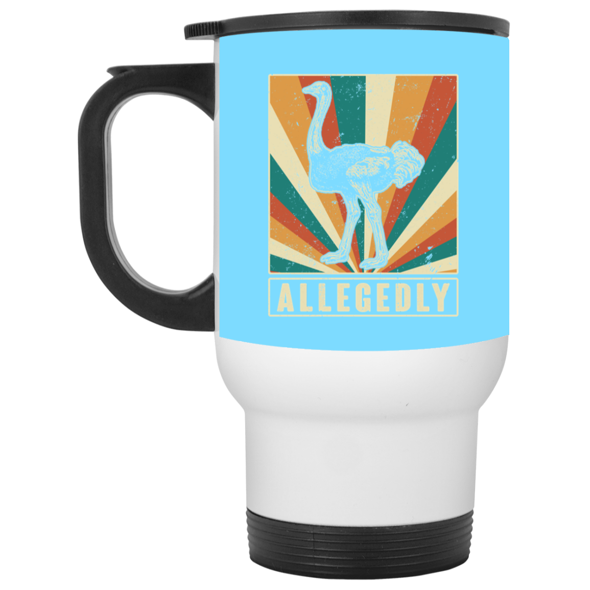 Allegedly Mug, Columbia Blue, 14 oz. White Travel Mug