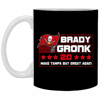 Brady Gronk 20 Make Tampa Bay Great Again Coffee Mug – Beer Stein – Water Bottle, Black, 11 oz. White Mug