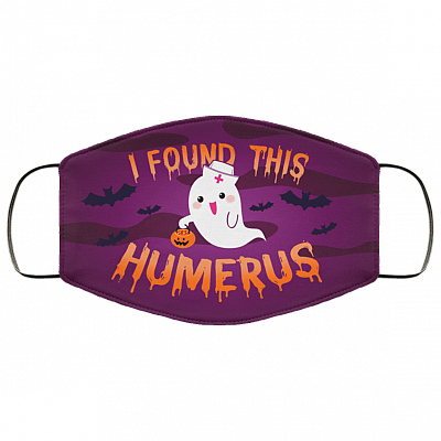 Halloween Boo Ghost I Found This Humerus Washable Reusable Custom - Printed Cloth Face Mask Cover, White, Cloth Face Cover – Medium/Large