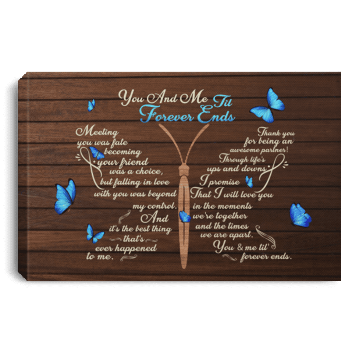 Butterfly Meeting You Was Fate Becoming Your Friend In Memorial Framed Canvas - Unframed Poster, White, 0.75'' Framed Canvas