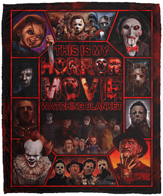This Is My Horror Movie Watching Blanket Halloween Squad Fleece Blanket - Mink Blanket - Woven Blanket, White, Cozy Plush Fleece Blanket - 50x60