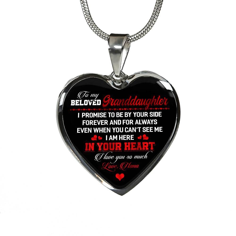 To My Beloved Granddaughter I Promise To Be By Your Side Forever And For Always I Love You Heart Pendant Necklace - Heart Luxury Necklace (Silver) To My Beloved Granddaughter I Promise To Be By Your Side Forever And For Always I Love You Heart Pendant Necklace - Heart Luxury Necklace (Silver)
