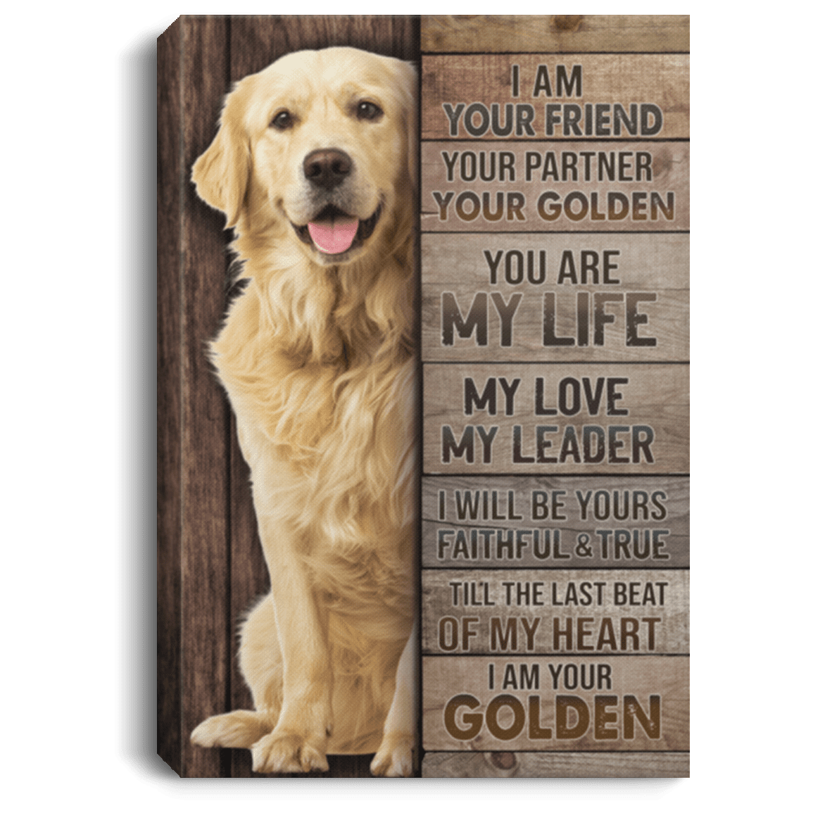 Golden Retriever I Am Your Friend Your Partner Your Golden Wrapped Framed Canvas Prints - Unframed Poster, White, 0.75'' Framed Canvas