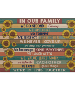 In Our Family Sunflower Gallery Wrapped Framed Canvas Print - Unframed Poster - Family Decor Wall Art, White, 0.75'' Framed Canvas
