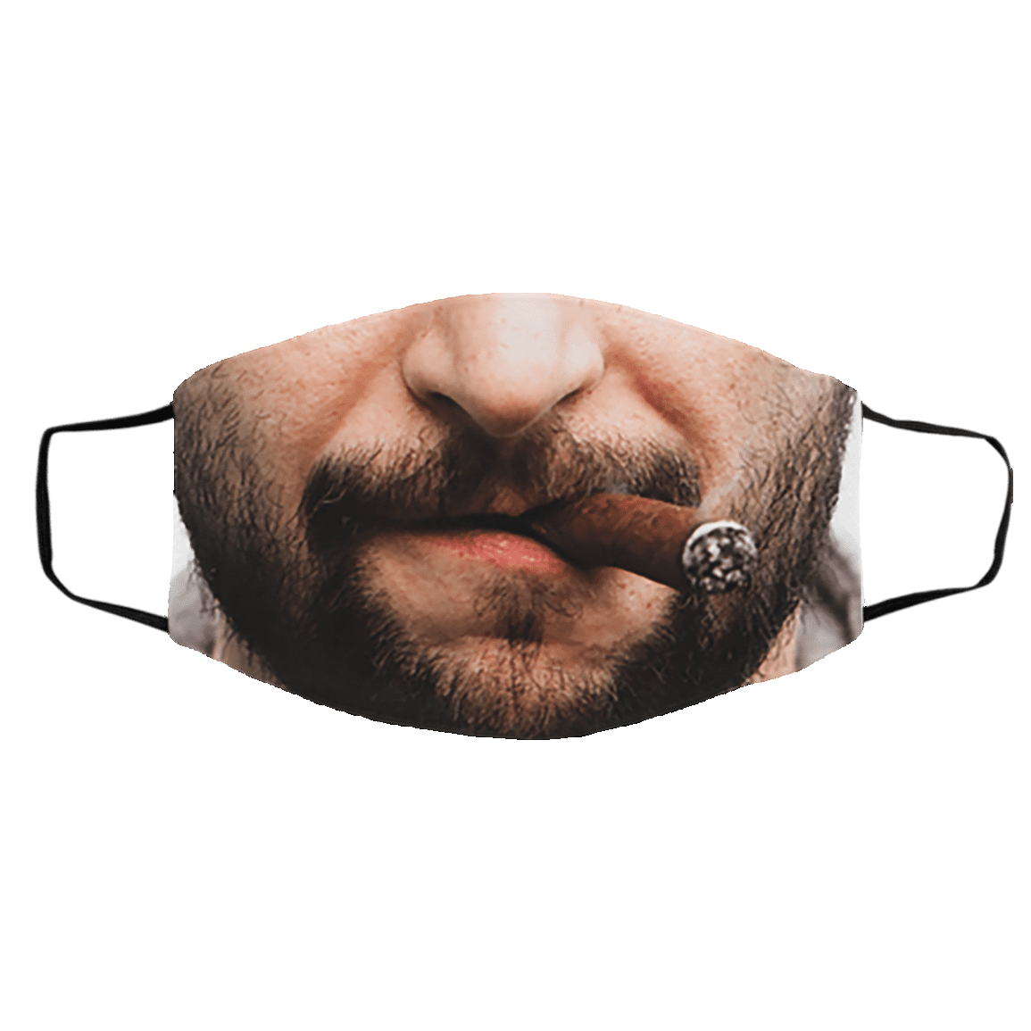 Cigar Washable Reusable Custom - Printed Cloth Face Mask Cover - Funny Cigar Face Mask, White, Cloth Face Cover – Medium/Large