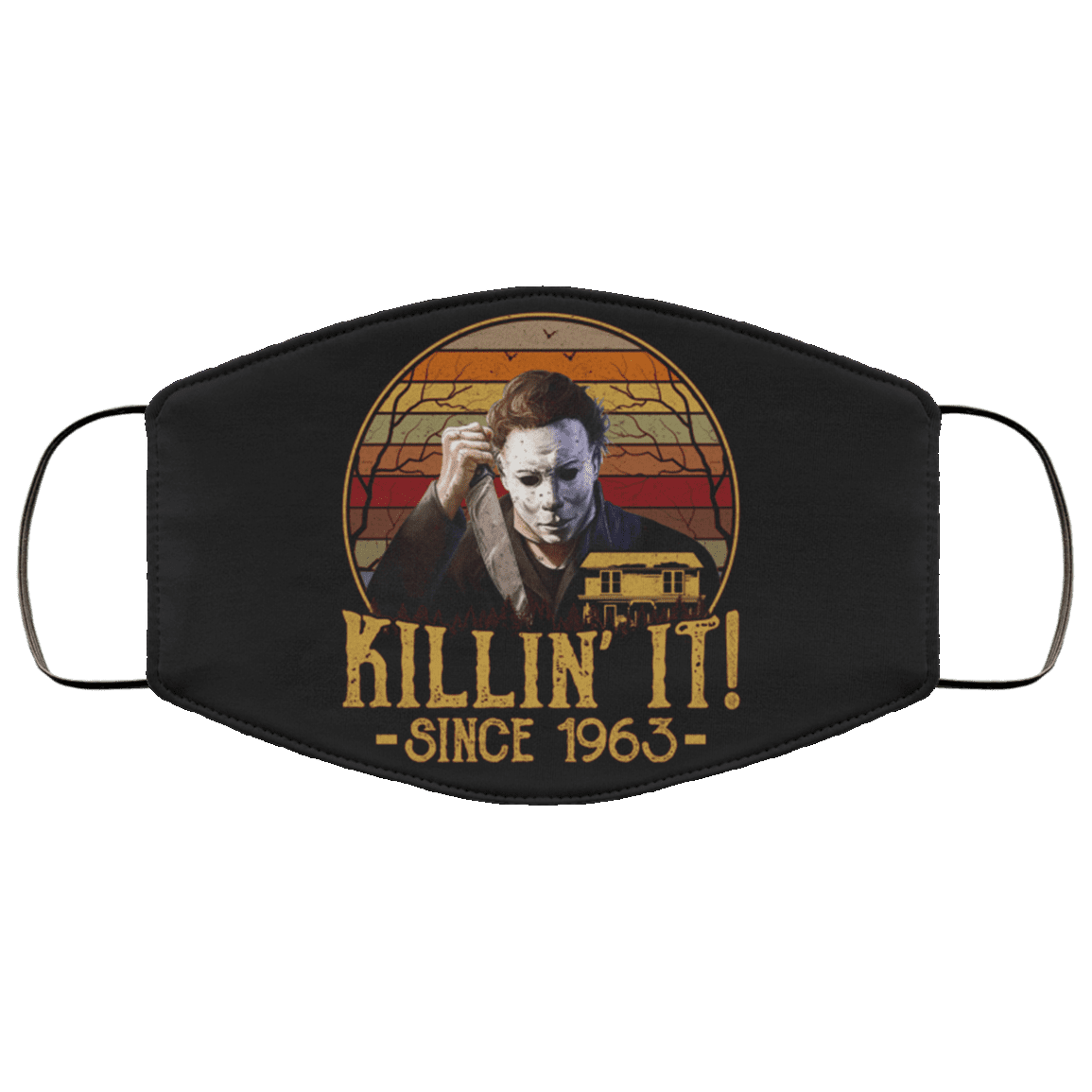 Killin' It Since 1963 Washable Reusable Custom Printed Cloth Face Mask Cover - Halloween Michael Myers Face Mask, Black, Cloth Face Cover – Medium/Large