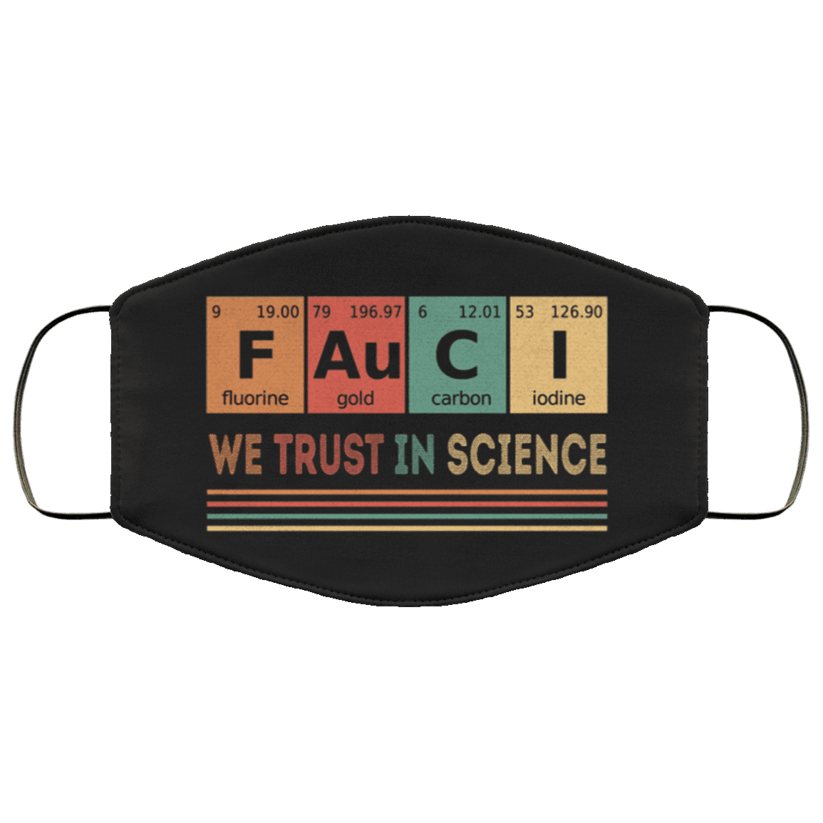 Fauci We Trust In Science Washable Reusable Custom - Printed Cloth Face Mask Cover, Black, Cloth Face Cover – Medium/Large
