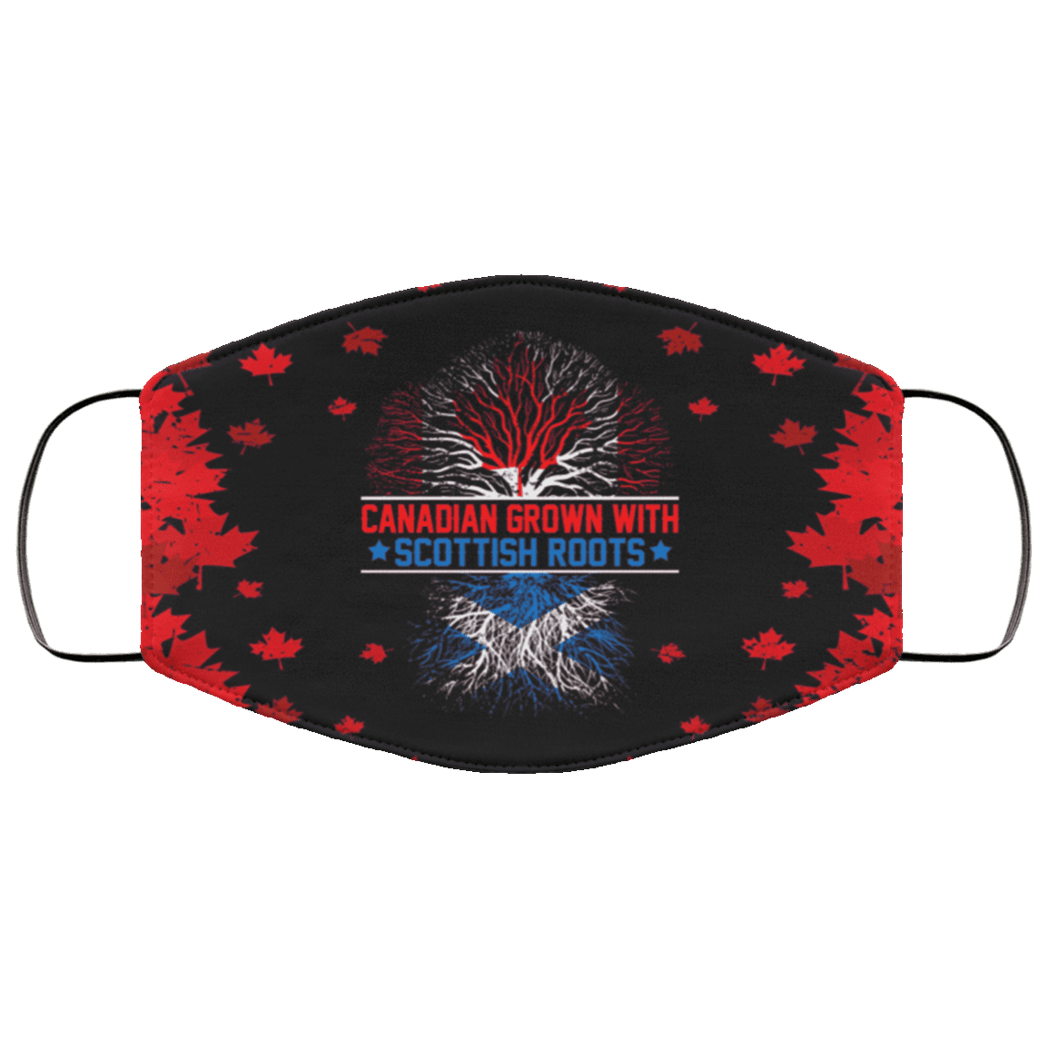 Canadian Grown with Scottish Roots Washable Reusable Custom - Cloth Face Mask Cover, Black, Cloth Face Cover – Medium/Large