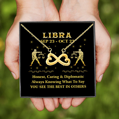 Libra Zodiac You See The Best In Others Infinity Heart Pendant Necklace -  Zodiac Birthday Gifts For Astrology