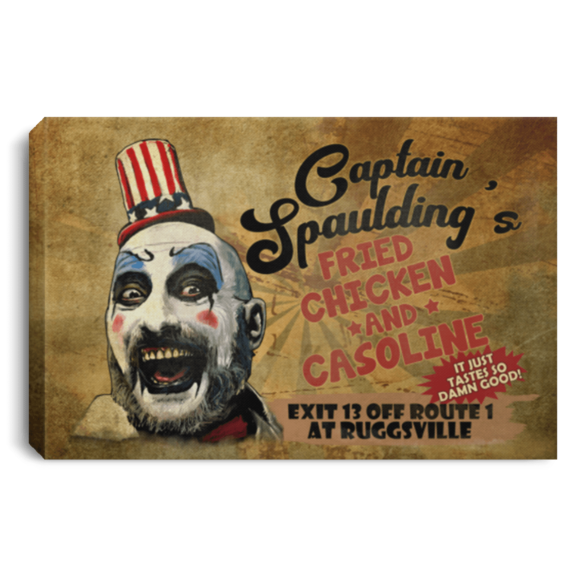 Captain Spaulding Gallery Wrapped Framed Canvas Prints - Unframed Poster - House of 1000 Corpses Poster, White, 0.75'' Framed Canvas