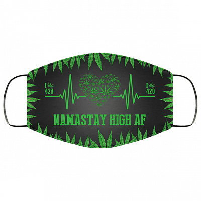 Namastay High Af Washable Reusable Custom - Printed Cloth Face Mask Cover, White, Cloth Face Cover – Medium/Large