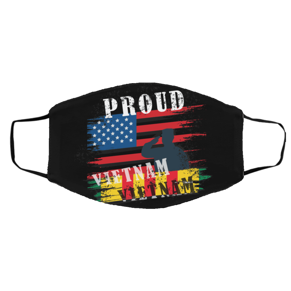 Proud Vietnam Veteran Washable Reusable Custom - Printed Cloth Face Mask Cover, Black, Cloth Face Cover – Medium/Large