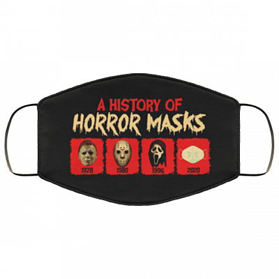 A History of Horror Masks Michael 1978 Jason 1980 Ghostface 1996 Face Mask 2020 Washable Reusable Custom - Printed Cloth Face Mask Cover, White, Cloth Face Cover – Medium/Large