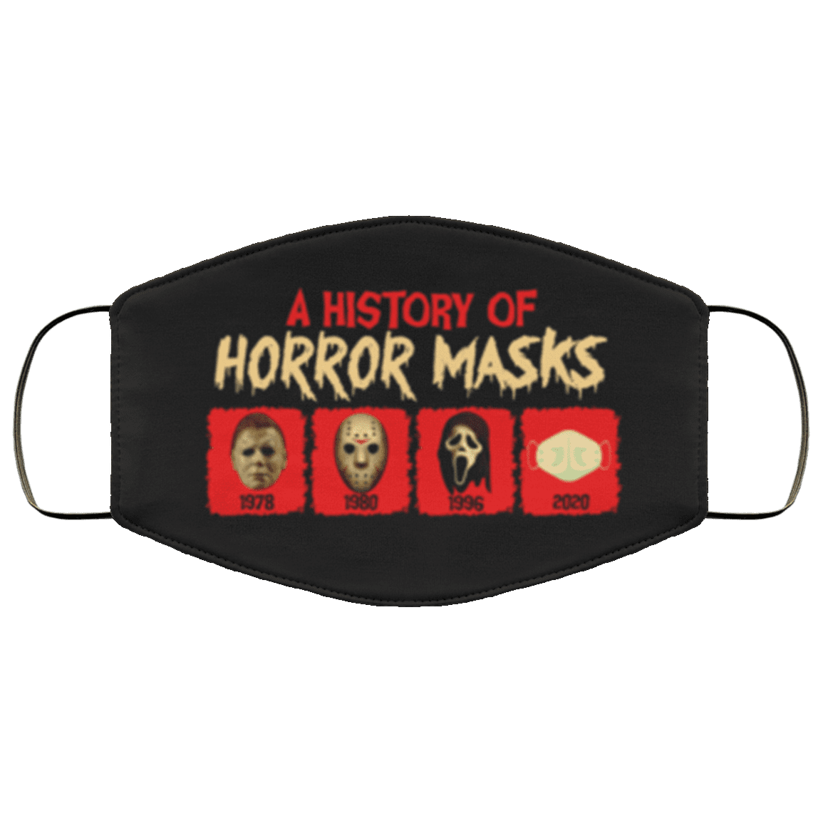 A History of Horror Masks Michael 1978 Jason 1980 Ghostface 1996 Face Mask 2020 Washable Reusable Custom - Printed Cloth Face Mask Cover, White, Cloth Face Cover – Medium/Large