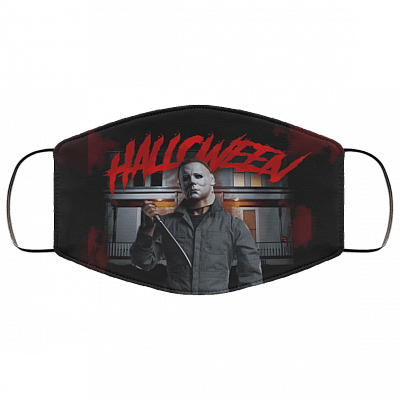 Michael Myers Halloween Washable Reusable Custom - Michael Myers Horror Movie Printed Cloth Face Mask Cover, Black, Cloth Face Cover – Medium/Large