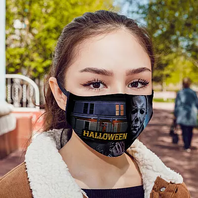Alternative view of Michael Myers Halloween Movies Washable Reusable Custom - Cloth Face Mask Cover